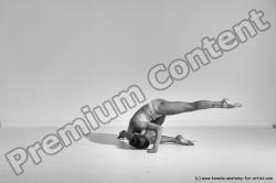 Nude Gymnastic poses Woman White Moving poses Slim long brown Dynamic poses Pinup